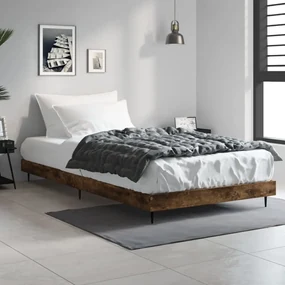 832306 vidaXL Cadru pat fără saltea stejar fumuriu, 90x190 cm, lemn prelucrat