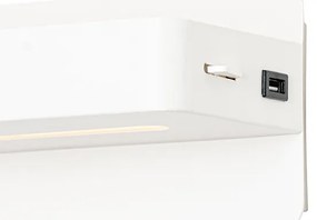 Aplica de perete moderna alba incluzând LED cu USB și întrerupător - Ted