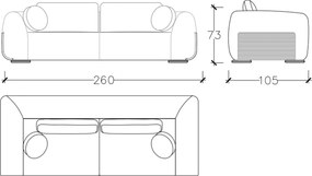Canapea lemn masiv Maura, 260 × 73 × 105 cm
