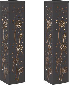 vidaXL Lumină LED Solară pentru Alei 2 pcs Negru Oțel laminat la rece