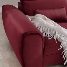 Colțar roșu extensibil/cu spațiu de depozitare cu tapițerie din catifea (cu colț pe partea dreaptă/cu șezlong) Foble – ELTAP