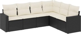 vidaXL Set mobilier de grădină cu perne, 6 piese, negru, poliratan