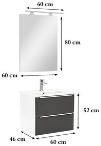Mobilier complet de baie Vario Trim 60 alb-antracit