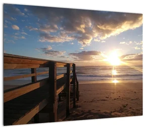 Tablou cu dig, plajă și mare (70x50 cm)