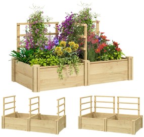 Outsunny Jardinieră Înălțată din Lemn cu 3 Suporturi pentru Plante, 119x62,5x64 cm, Natural | Aosom Romania