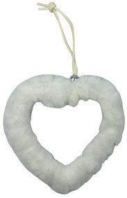 Ornament brad Craciun inima Fluffy 10cm, Alb