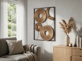 Decoratiune de perete CIRCLES din metal 48x68 cm, negru / maro