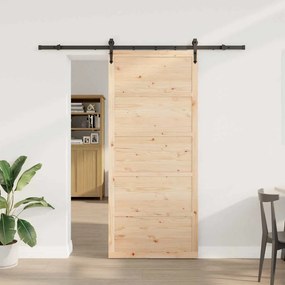vidaXL Ușă glisantă Maro 90 x 208 cm Lemn masiv de pin