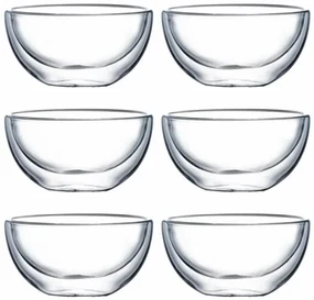 Set 6 boluri Xava, sticla borosilocta, pereti dubli, 500 ml