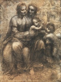 Reproducere The Virgin and Child with Saint Anne, and the Infant Saint John the Baptist, Leonardo da Vinci