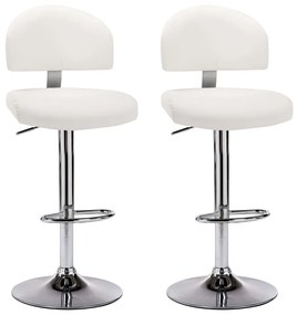 249657 vidaXL Scaune de bar, 2 buc., alb, piele ecologică