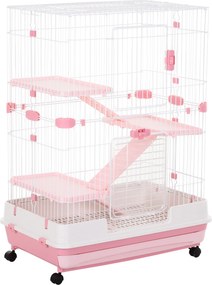 PawHut Cușcă Metalică cu 3 Niveluri, Metal, PP, Plastic, 81,2x52,7x114 cm, Negru | Aosom Romania