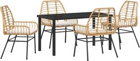 vidaXL Set de masă pentru grădină 5 pcs Maro poliratan