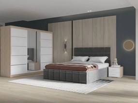 Set dormitor Royal 250, Gri cu Dulap Sonoma/Alb