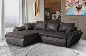 Colțar extensibil dumonde cu ladă de depozitare si sezut confortabil din spuma high-density, Loana Madagaskar Black 270x185 cm