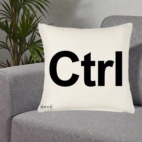 Perna Personalizata Tasta Ctrl Tipografie Bold, 40x40 cm, Crem Reliefat, Husa Detasabila, Perna Inclusa, BEKZ®