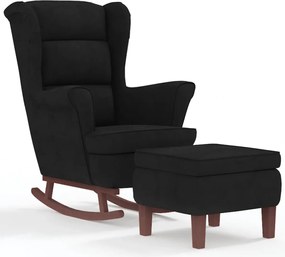 vidaXL Balansoar cu spătar din catifea neagră și lemn masiv