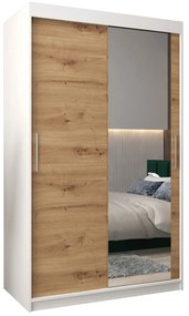 Dulap de haine 120 cm Toki 2 (alb mat + stejar artisan). 1064973