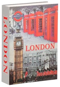 Seif, caseta valori, cutie metalica cu cheie, portabila, tip carte, model Londra, 15.5x4.5x22 cm, Sp