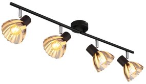 Plafoniera metal negru sticla fumurie ZACHERY 4L