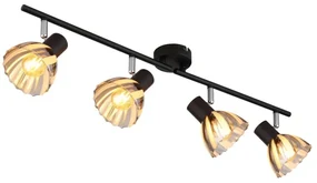 Plafoniera metal negru sticla fumurie ZACHERY 4L