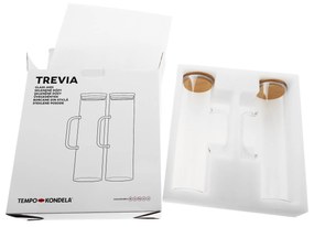 TEMPO-KONDELA TREVIA, borcane din sticlă, set de 2, cu mâner, sticlă/bambus