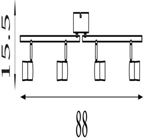 Plafoniera crom negru cu 4 spoturi sticla Blocs