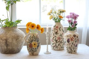 Vaza din ceramica, cu motive florale, H33/D18cm