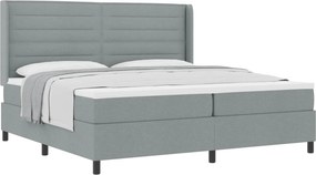 vidaXL Pat cu arcuri cu saltea Gri deschis 200 x 200 cm țesătură