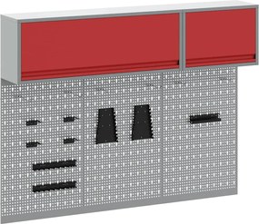 vidaXL Set dulap de unelte 5 pcs Roșu Oțel vopsit electrostatic