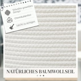 HOMCOM Coș pentru Rufe de 36L, Portabil și Pliabil cu Mânere, Coș de Rufe din Bumbac Natural, Ø38x45 cm, Alb Crem | Aosom Romania