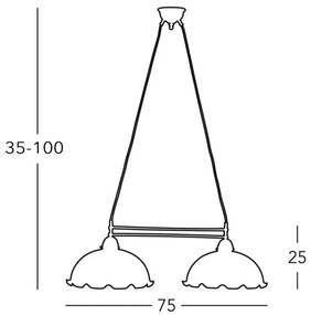 Lustră pe cablu Kolarz 731.82.25 NONNA 2xE27/75W/230V albastră