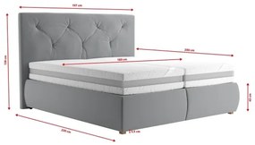 Pat saltea topper ELEN 180x200 cm gri, boxspring inclus