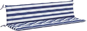 vidaXL Perne bancă, 2 buc, dungi albastre și albe, 200x50x7 cm, textil