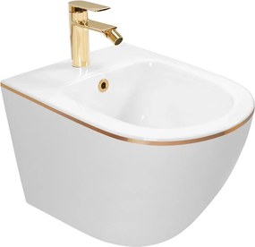 Bideu suspendat Rea Carlo Mini Gold Edge alb - auriu