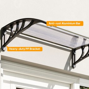 Outsunny Copertină de Exterior pentru Uși și Ferestre 75x100 cm, Protecție Solară și împotriva Ploii, cu Suport din Aluminiu, Transparentă | Aosom Romania