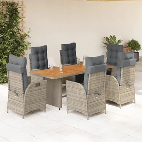 3213370 vidaXL Set mobilier de grădină cu perne, 7 piese, gri, poliratan