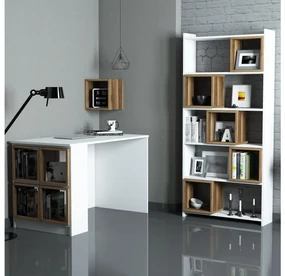 Masă PC cu raft Babar (Alb + Nuc). 1088451