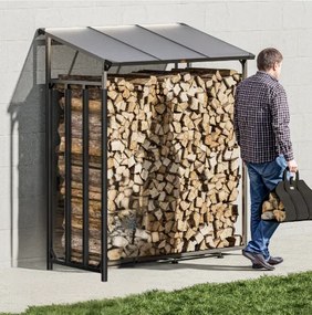 Gardebruk Adăpost pentru lemne de foc CORINA, 198x163x70cm, antracit/verde