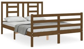 3194704 vidaXL Cadru de pat cu tăblie, maro miere, 140x200 cm, lemn masiv