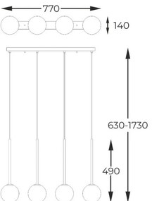 Lustra moderna cu 4 pendule Arcturus negru/ auriu