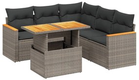 3273076 vidaXL Set mobilier grădină cu perne, 6 piese, gri, poliratan