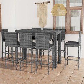 3064803 vidaXL Set mobilier bar exterior cu perne antracit, 9 piese, poliratan