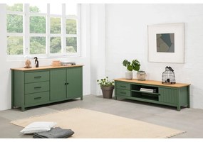 Comodă verde/în culoare naturală joasă din lemn masiv de pin 150x80 cm Miranda – Marckeric