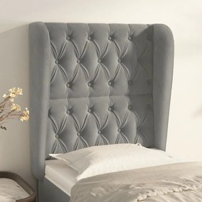 vidaXL Tăblie de pat cu aripioare gri deschis 83x23x118/128 cm catifea