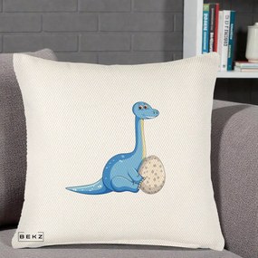 Perna Decorativa Brontosaur cu Ou, 40x40 cm, Crem Reliefat, Husa Detasabila, Perna Inclusa, BEKZ®