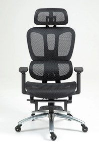 Scaun ergonomic, cotiere 3D, suport picioare, Full Mesh, Negru