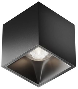 Spot LED aplicat, plafoniera dimabil design tehnic Alfa negru 7x7cm, 4000K