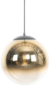 Lampă suspendată Art Deco neagră cu sticlă aurie 33 cm - Pallon