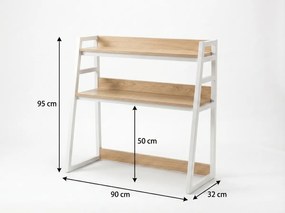 Raft pentru birou VERTEX 90x95 cm, alb / decor stejar